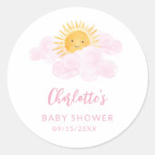 Sticker Rond A Little Ray Of Sunshine Baby Shower (Devant)