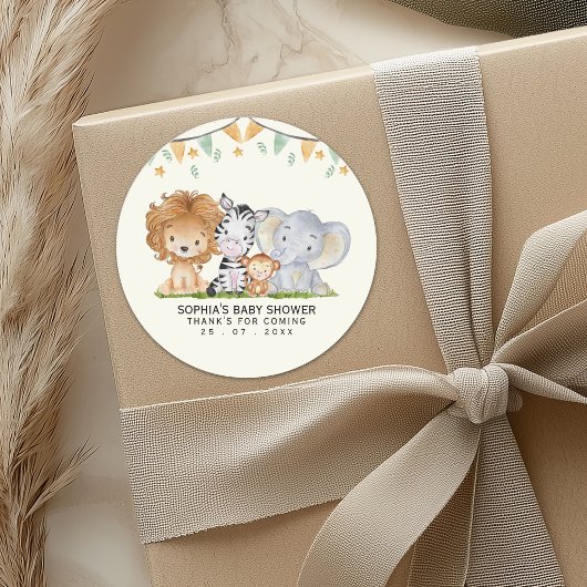 Sticker Rond A Little Wild One Safari Animals Baby Shower