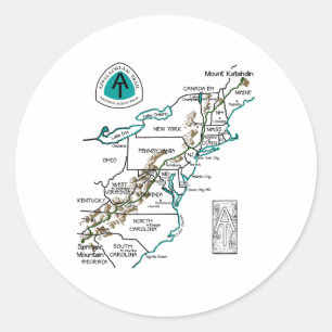 Sticker Rond À Logo Carte de Randonnée du Sentier des Appalache