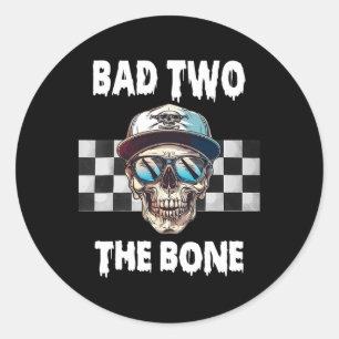 Sticker Rond À l'Os Anniversaire Halloween Skeleton Boy Toddle