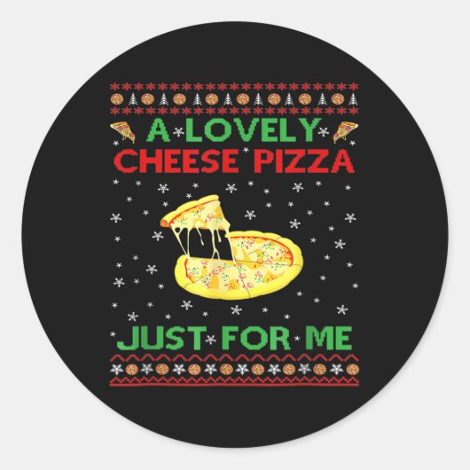 Sticker Rond A Lovely Cheese Pizza Alone Funny Kevin X Mas Home (Devant)