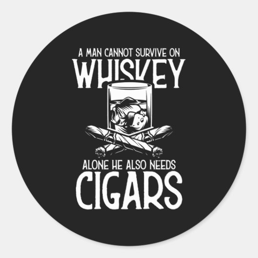 Sticker Rond A Man Who Loves Whiskey And Cigar (Devant)