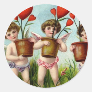 Sticker Rond À Mon ange Valentine Cherubs