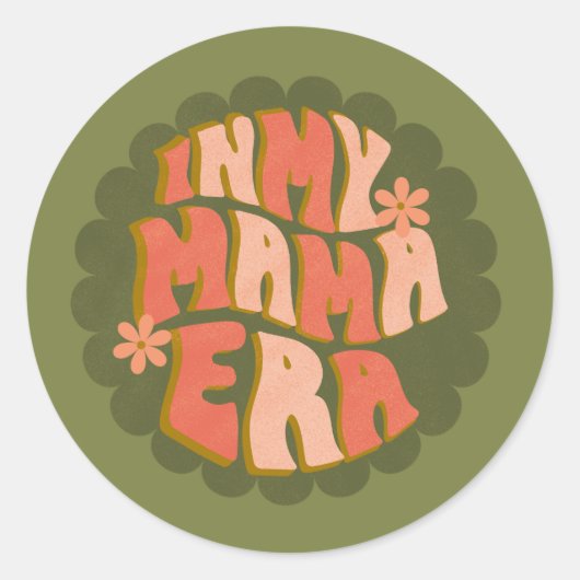 Sticker Rond À Mon Époque Mama Retro Green (Devant)