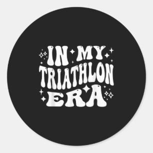 Sticker Rond À mon ère de triathlon drôle de nage de vélo de co