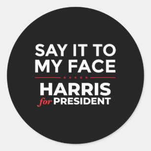 Sticker Rond À Mon Visage Kamala Harris Pour Président 2024 3