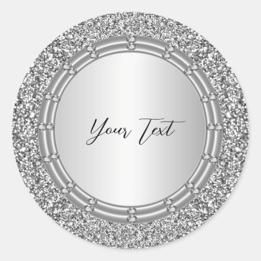 Sticker rond à Parties scintillant argenté classiq (Devant)