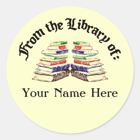 Sticker Rond À partir de la bibliothèque de la plaque personnal (Devant)