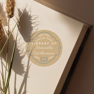Sticker Rond À partir de la bibliothèque du livre personnalisé 