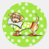 Sticker Rond À poils durs Dachshund Apple (Devant)