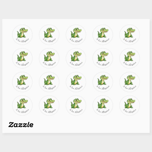 Sticker Rond A pour Alligator (Feuille)
