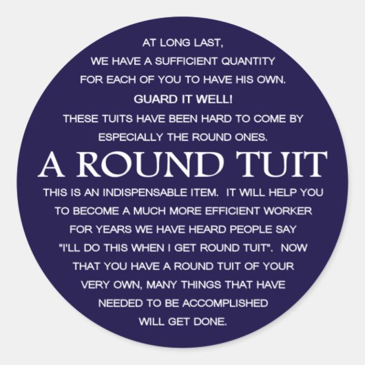 Sticker Rond A Round Tuit (Devant)