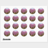 Sticker Rond a row of cherry blossom trees and hut (Feuille)