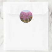 Sticker Rond a row of cherry blossom trees and hut (Sac)