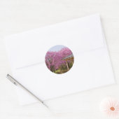 Sticker Rond a row of cherry blossom trees and hut (Enveloppe)
