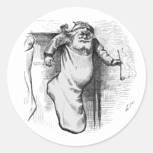 Sticker Rond A Stocking Full (1879) de Thomas Nast. (Devant)
