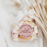 Sticker Rond A Sweet Thank You Dusty Pink Hearts Wedding Favor<br><div class="desc">Wedding favor stickers in dusty pink with a black typography design and white hearts. Cute wedding favor stickers for treats and sweets with A Sweet Thank You in a beautiful typography design. Dusty pink wedding favor stickers with black text and small white hearts. Wedding treat favor stickers in white, black,...</div>