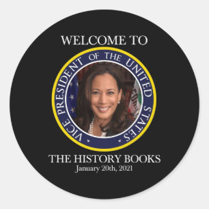 Sticker Rond À The History Books Kamala Harris 2021 Usa V.p.