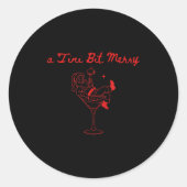 Sticker Rond A Tini Bit Merry Funny Santa Martini Tail Christma (Devant)