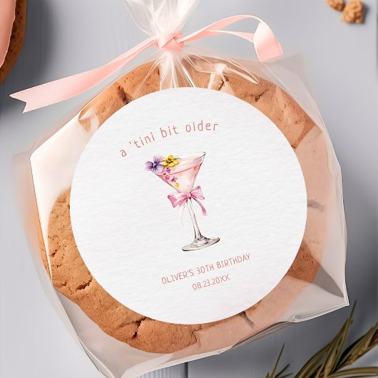 Sticker Rond A Tini Bit Older Martini 30th Birthday Party