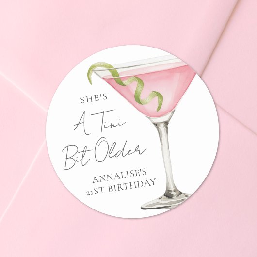 Sticker Rond A Tini Bit Older Martini Birthday