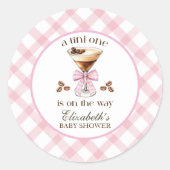 Sticker Rond A Tini One Espresso Martini Pink Bow Baby Shower (Devant)