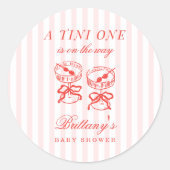 Sticker Rond A Tini One Is On The Way Baby Shower (Devant)