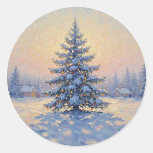 Sticker Rond A wonderful Monet-style Christmas tree (Devant)
