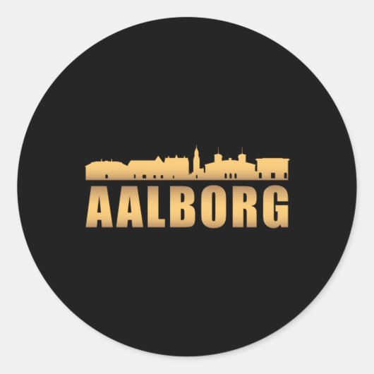 Sticker Rond Aalborg Danemark City Skyline Cityscape Funny Cade (Devant)
