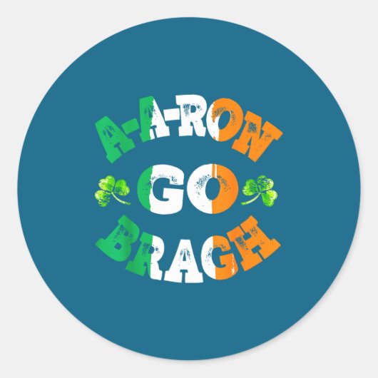Sticker Rond Aaron Erin Go Bragh Shamrock St Patricks Day  (Devant)