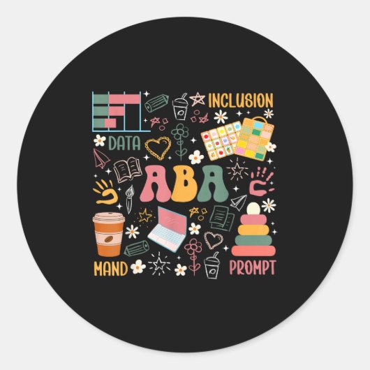 Sticker Rond Aba Therapist Groovy Applied Behavior Analysis Aba (Devant)