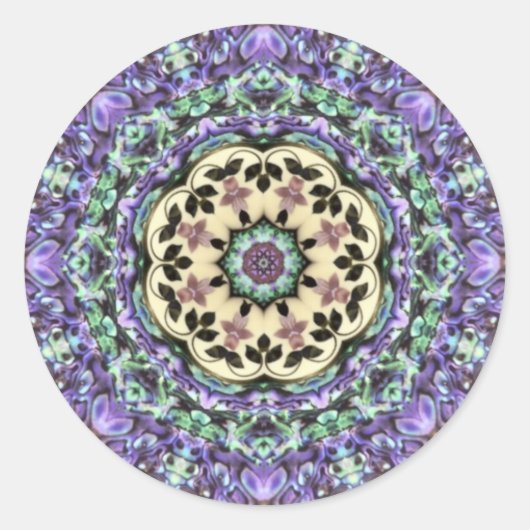 Sticker Rond ABALONE ~ Irridescente Paua Shell Kaleidoscope (Devant)
