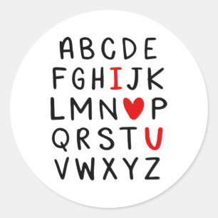 Sticker Rond Abc Alphabet Je T'Aime Professeur D'Anglais Saint-