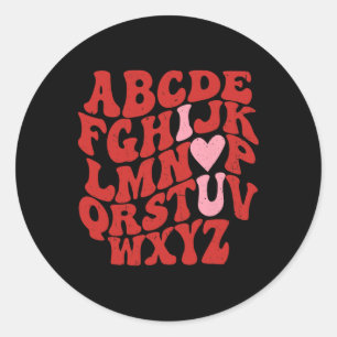 Sticker Rond Abc Alphabet Je T'Aime Professeur D'Anglais Saint-