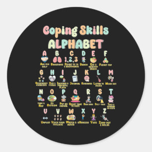 Sticker Rond Abc Compétences d'adaptation Alphabet Autosoins Sa