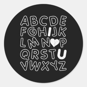 Sticker Rond Abc I Love You Alphabet Enseignants Jour Valentine