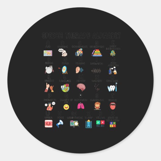 Sticker Rond Abc Of Speech Therapy Alphabet Speech Language Pat (Devant)