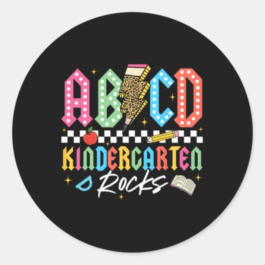 Sticker Rond Abcd Kindergarten Rocks Pencil Lightning Teachers  (Devant)