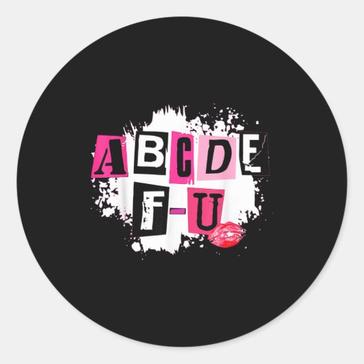 Sticker Rond Abcdefu Retro Funny Heart Valentine's Day  (Devant)