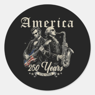 Sticker Rond Abe Lincoln père fondateur jouant de la guitare