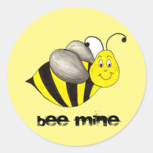 Sticker Rond Abee (Be) Mine Saint Valentin Bumblebee Love