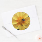 Sticker Rond Abee Joyeuse Fleur Jaune Dahlia (Enveloppe)