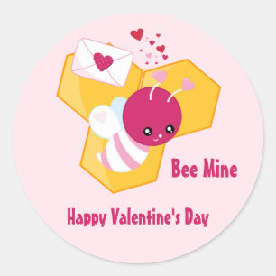 Sticker Rond Abee Mine Mignonne Abeille aux Coeurs de Saint-Val