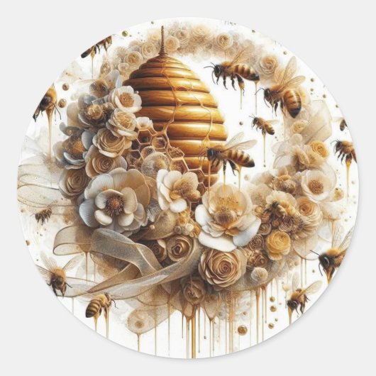 Sticker Rond Abeille à miel (Devant)
