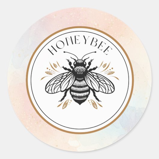 Sticker Rond Abeille à miel (Devant)
