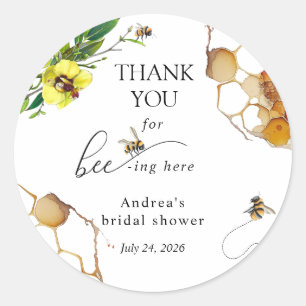 Sticker Rond Abeille à Miel   Merci Favori
