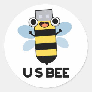 Sticker Rond Abeille américaine drôle clé USB jeu de mots techn