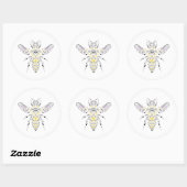 Sticker Rond abeille au miel (Feuille)