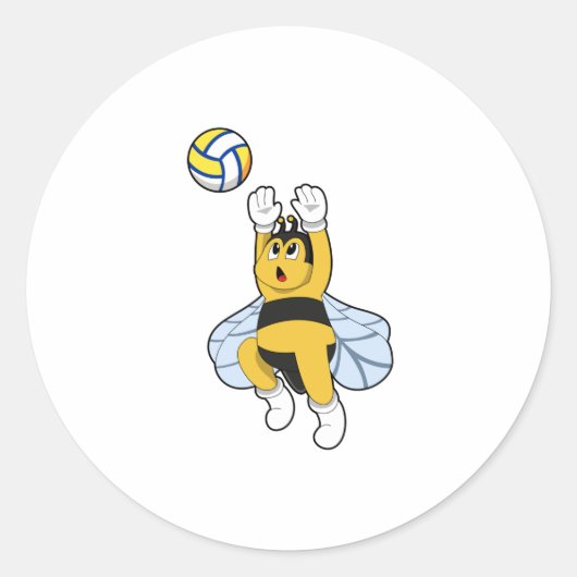 Sticker Rond Abeille aux sports de volley-ball (Devant)