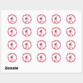 Sticker Rond Abeille blanche, Lapin blanc, Cupcake rose (Feuille)